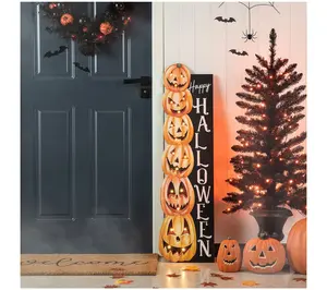 Glitzhome 42"H Lighted Halloween Stacked Pumpkins Porch Sign