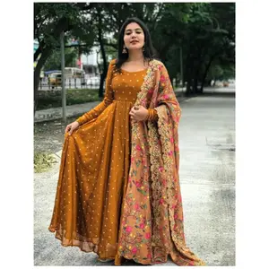 Brown Floral Anarkali