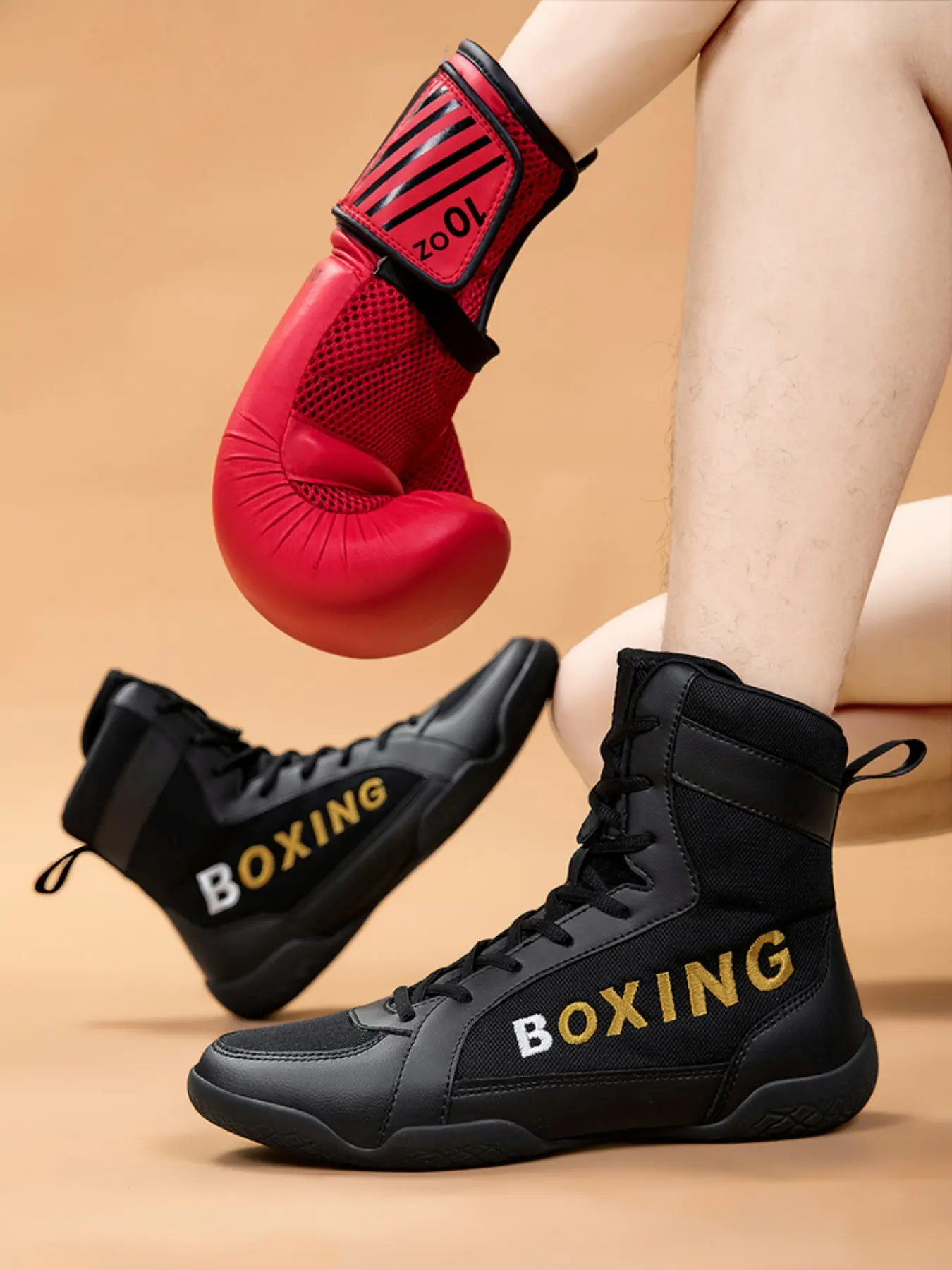 Men's Boxing Training Shoes, Non-slip Wear-resistant Boxing Shoes, Trendy Fashionable Sports Shoes for Boxing & Wrestling Training, Athletic Sports Shoes, Laced Sports Shoes, Footwear Athletic Trainer