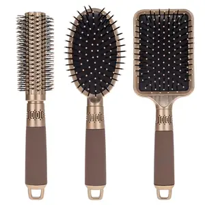 Round Brush Set for Blow Drying-4 in 1 Round Brush & Paddle Brush Kit with Section Clips - Nano Ceramic Ionic Barrel - Styling, Curling, Smoothing for All Hair Types