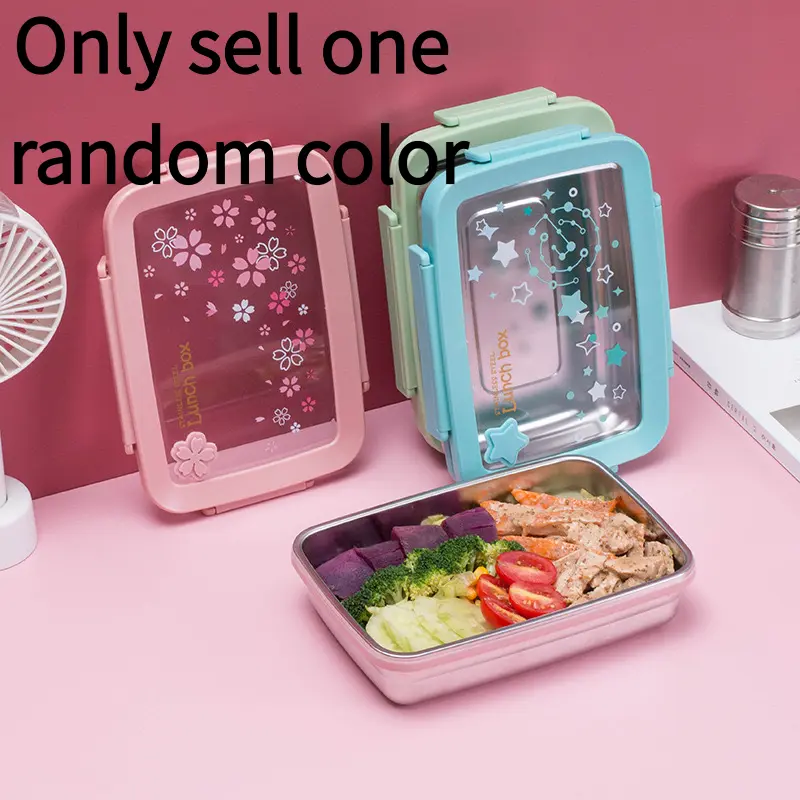 1pc Rectangular Stainless Steel Insulated Lunch Box for Pupils | 4-Side Lock Compartmentalized Bento Box | Airtight Portable Meal Container for School Canteen