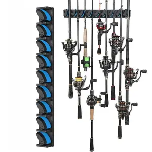 Fishing Rod Rack - Wall, Garage, or Ceiling Mounted Holder for Storing Up to 9 Fishing Poles tackle organizer