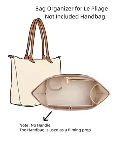2026 Spring & Summer New Felt Storage Bag for Luxury Bags, Purse Organizer Insert for Le Pliage L Bag, Bag Insert with Leather Edge, Bag Organizer Insert with Cup Holder for Handbag & Tote Bag, Purses Shoulder Bag fits Large Tote Bags for Women