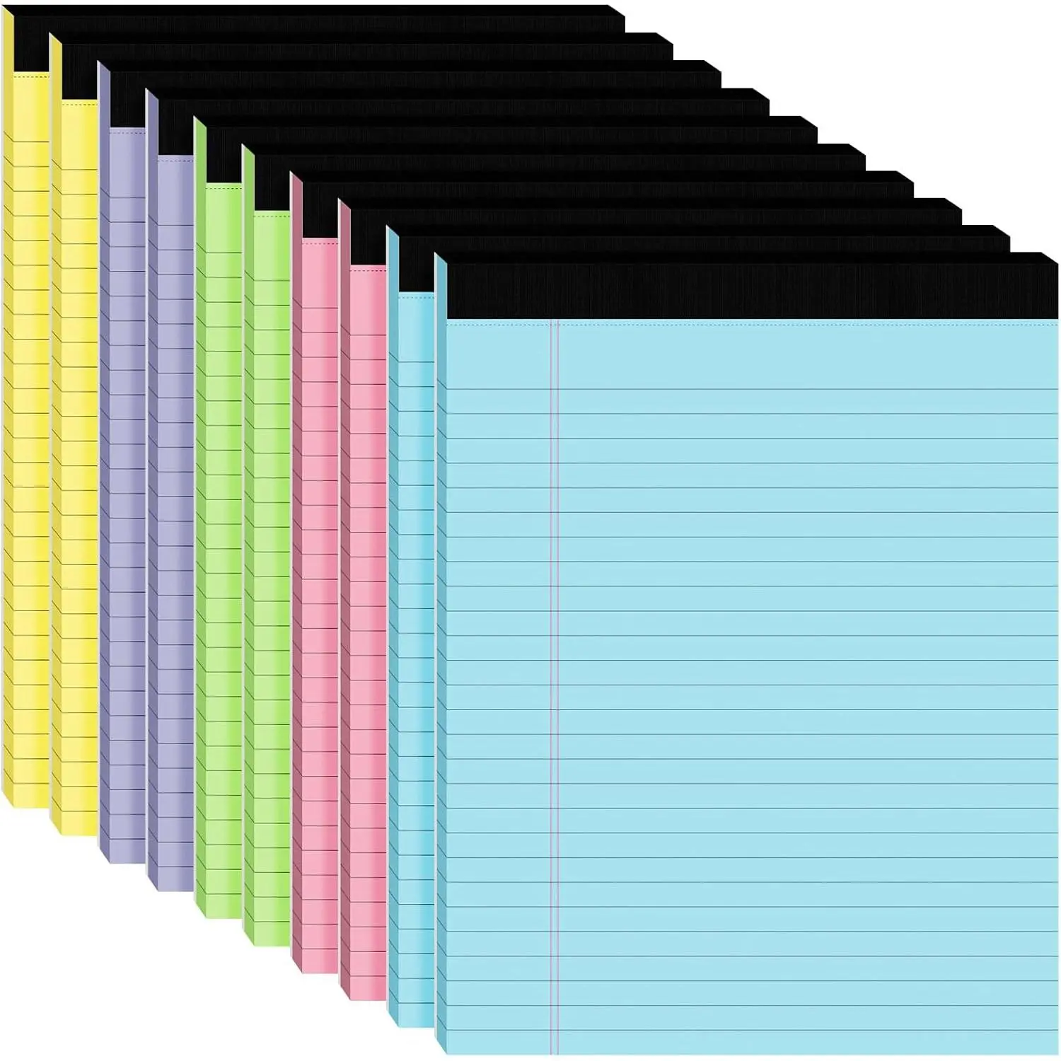 10 count Legal Pads 8.5 x 11,Notepads 8.5 x 11 Inch, 30 Sheets/Pack, Color Note Pads Clear Print Writing Pads of Paper, Perforate Wide Ruled Lined with Sturdy  for Office, Business & School Supplies