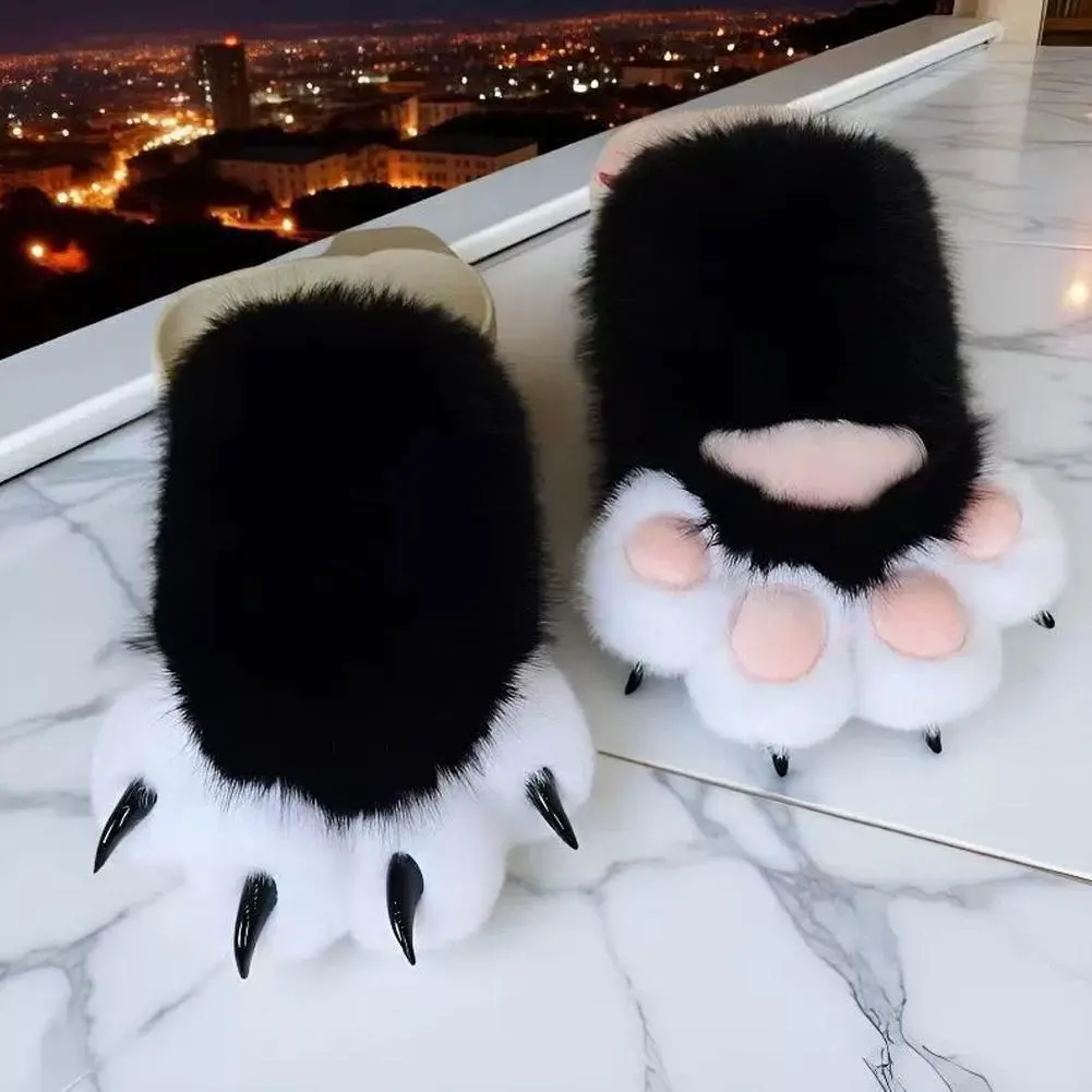 Kawaii Cartoon Cosplay Costume Gloves Furry Fursuit Kigurumi Plush Cat Paw Gloves Thicken Warm Cat Claw Mittens Gifts