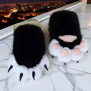 Kawaii Cartoon Cosplay Costume Gloves Furry Fursuit Kigurumi Plush Cat Paw Gloves Thicken Warm Cat Claw Mittens Gifts
