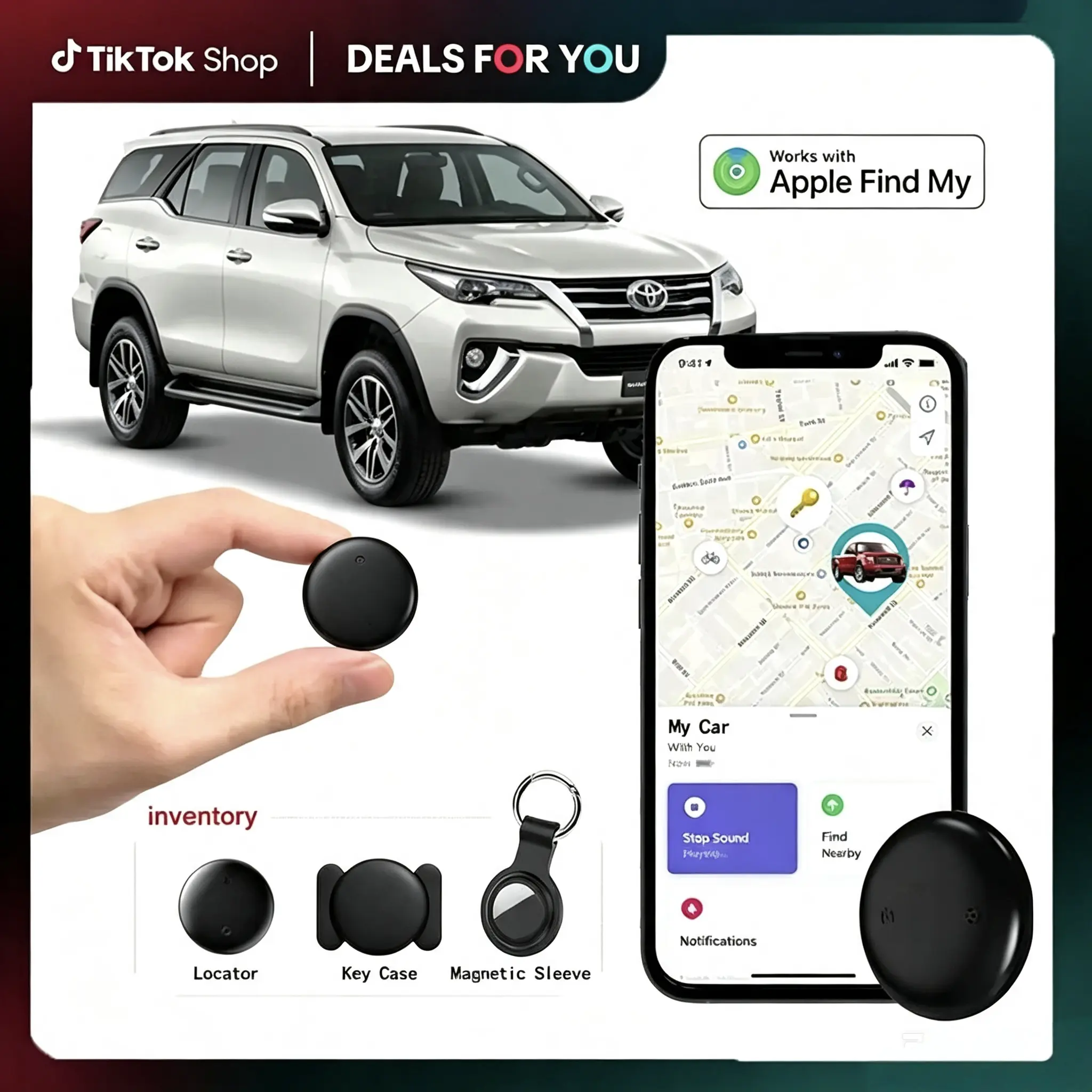 GPS Tracker for Vehicles Real-Time Mini Magnetic Car Tracker Device with Free App Hidden GPS Tracking for Cars Trucks Motorcycles Kids Pets Anti-Theft No Monthly Fee For Apple Find My & Android iOS localizador  gps