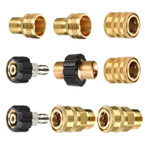 Tool Daily Pressure Washer Adapter Set, 9-Pack, M22 to 3/8 Inch Quick Connect, 3/4 Inch to Quick Disconnect, Male M22 Hose Adapter.