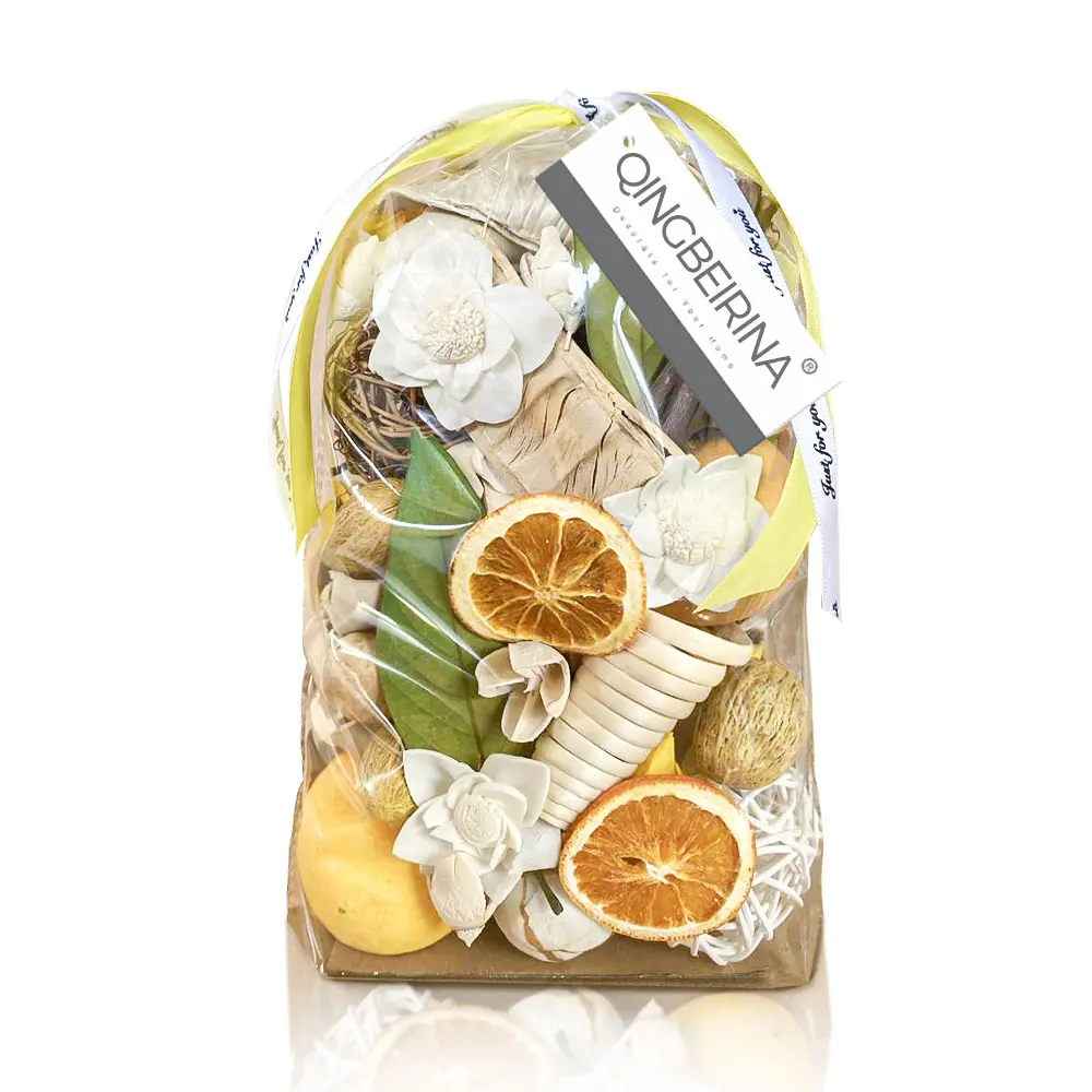 Qingbei Rina Spring Potpourri Bags,Lemon/Citrus/Thyme Potpourri Bowl Filler,Yellow Scent Decorative Potpourri Dried Flowers,Home Fragrance Sachet of Petals, Vase Fillers(20 oz)