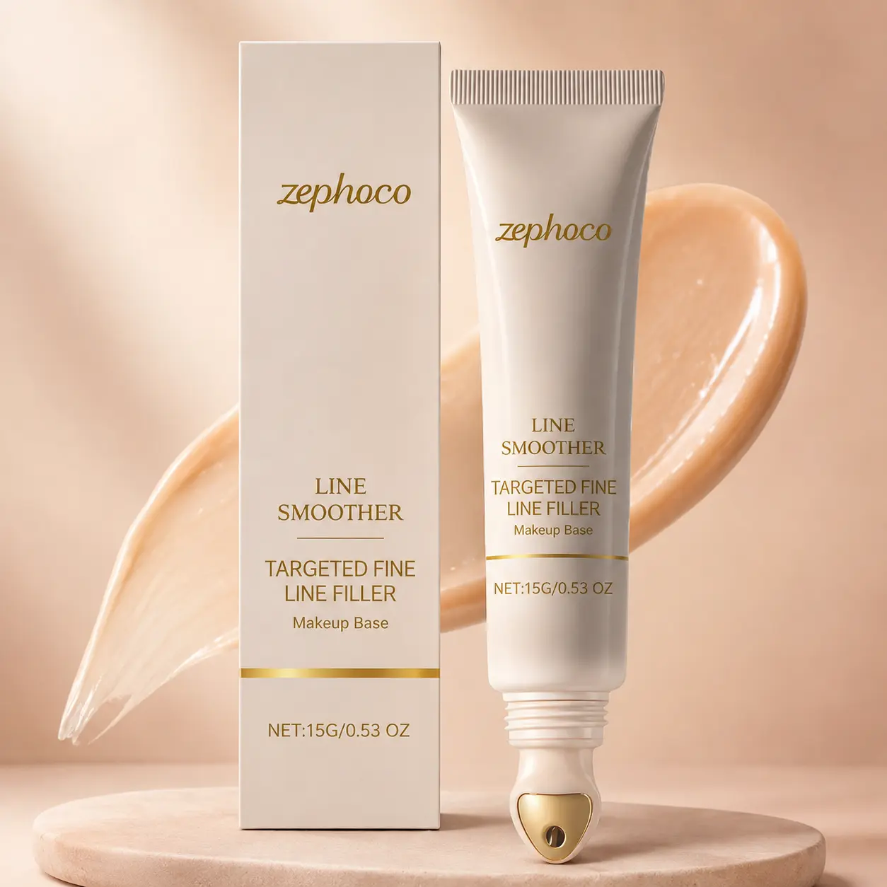Targeted Fine Line Smoother Primer, Pore-Blurring Makeup Base with Precision Applicator Tip, Lightweight Soft-Focus Face Cream, 15g