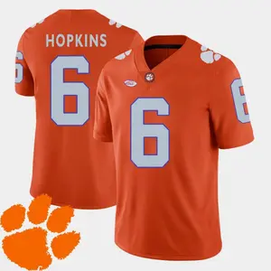 Orange #6 Hopkins Football Jersey Shirt, Printed Name Number, College Game Day Fan Tee, Clemson Inspired Jersey, Custom Sports Gift for Men