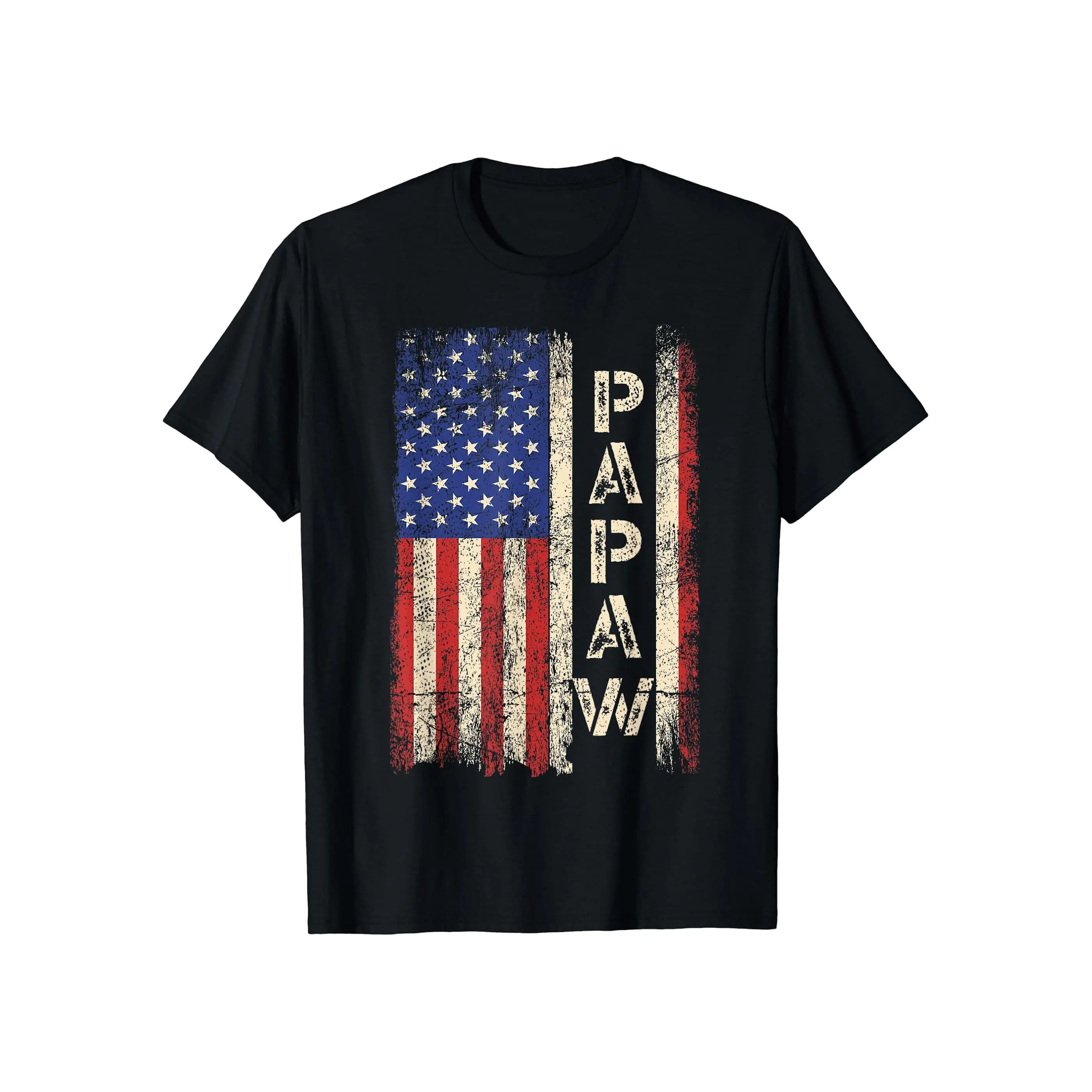 Cotton Short Sleeve  T-Shirt Papaw Grandpa American Flag Graphic T-Shirt, Cotton, Crew Neck, Slight Stretch, Solid Color with Patriotic Pattern, Regular Fit, for Men, All-Season Knit Fabric, Tee-DK.X