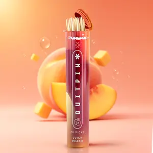 QuitPix Extra Thick Premium Flavored Toothpicks with N-A-C & L-Theanine, Kosher, Vegan MADE IN THE USA (Juicy Peach 20count pack of 1)