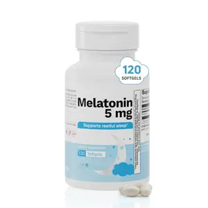 Melatonin 5 mg – 120 Small, Easy-to-Swallow Softgels – Natural Sleep Supplement – ​​Non-Habit Forming Formula – Promotes Nighttime Relaxation and Sleep Aid – 120-Day Supply