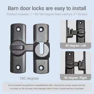 Upgraded Barn Door Lock - 90/180 Degree Flip Door Latch, Protecting Safety Sliding Gate Latches for Barn, Garden, Bathroom, Cabinet, Window, Sliding Door