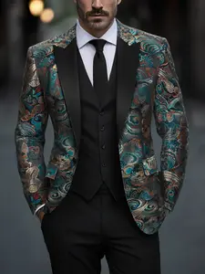Men's Elegant Suit Jacket, Luxurious Texture Fabric, Fashionable Design, Ideal for Weddings & Parties, Fitted Style, Formal Attire, Formal