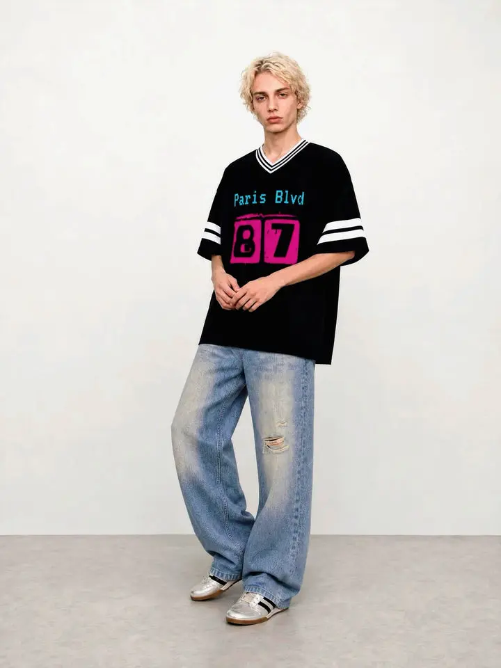 Men's Taped-Mesh Boxy T-Shirt, Casual Everyday Men's Top for Daily Wear