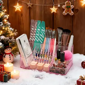 Nail Drill Holder & 28 Holes Nail Drill Bits Holder, Transparent Acrylic Nail Drill Machine Storage Box, Professional Nail Drill Desk Organizer Case and Storage Box for Manicure Tools, Makeup Cosmetic Organizer, Nail Polish Storage