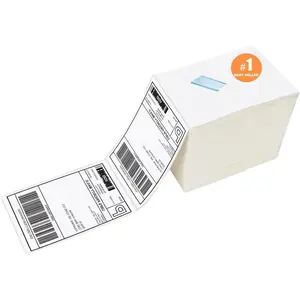 4 x 6 Thermal Labels - Pack of 100 Fanfold Labels for Direct Thermal Printer, White Perforated Shipping Label,100 Label per Stack,1 Stack