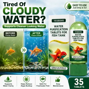 Fish tank cleaning tablets for cloudy water—aquarium water clarifier and water care solution designed for daily aquarium maintenance. Help create clearer-looking water, reduce odor, and minimize algae buildup. Easy-to-use fish tank cleaner tablets for fre
