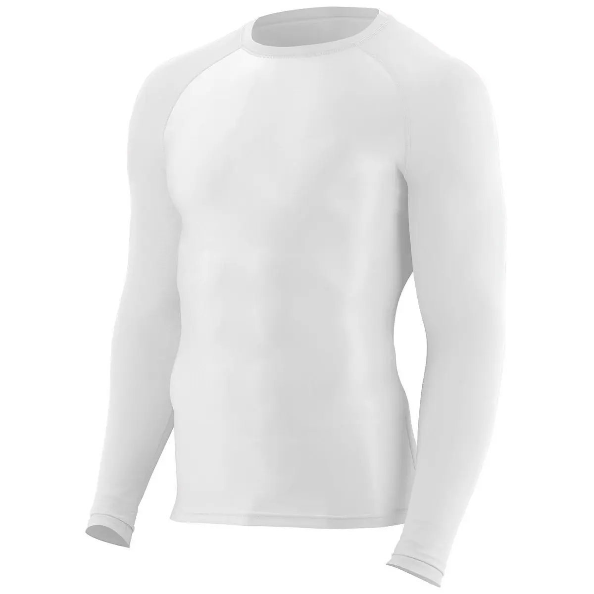 Kids' Plain Hyperform Compression Crew Neck Long-Sleeve Tee - Tag-Free Label, Moisture-Wicking Polyester Blend Athletic Base Layer, Fitted Support, 4-Way Stretch Mobility, Anti-Odour Sports Training Top, Solid Tight Active Youth Underwear, Compression Tee