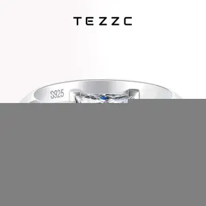 Tezzc 1ct 2ct Princess Cut Moissanite Lab Diamond Ring For Women 925 Sterling Silver Pass Diamond Test Bands Party Wedding Rings