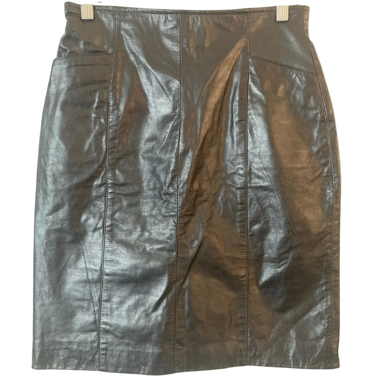Vintage Wilsons Leather Pencil Skirt Womens 10 Black Genuine Leather High Waist