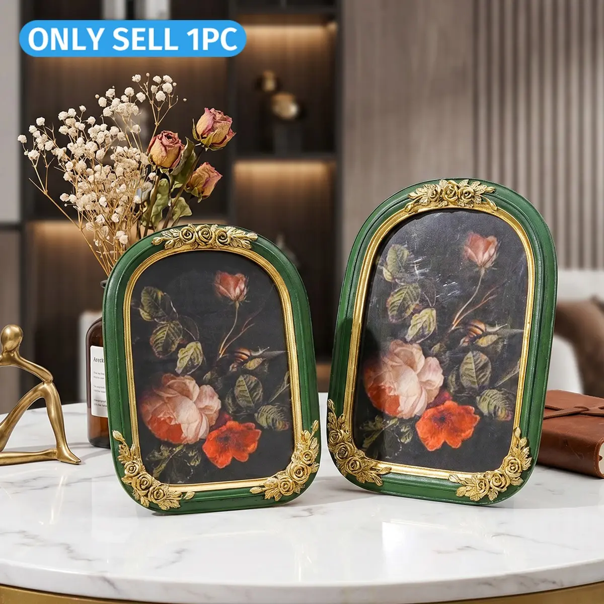 European Style Rose Arch Floral Picture Frame, Resin Hand-Painted Home Decor, Luxury Atmosphere, Bedroom, Living Room, Wedding, Festival, Party Decoration, Photo Frames