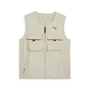 PUMA Mens Pumatech Cargo Vest Athletic Outerwear Casual - Beige