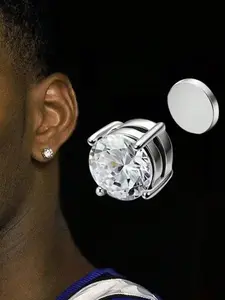 2Pcs Unisex Stainless Steel Magnetic Stud Earrings (4-7mm), Non-Piercing Zircon Stud Earrings, Multiple Color Options, Magnetic Jewelry Accessory for Men & Women