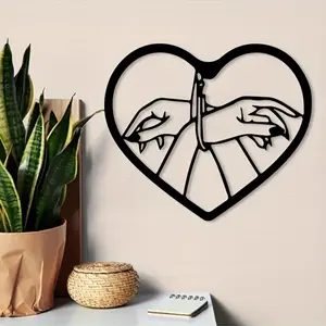 Gothic Romantic Handcuff Heart Design Metal Wall Decor, Decorative Wall Art, Crime Justice Love Art, Bedroom Living Room Decoration, Valentines Decor, Valentine's Day Gift