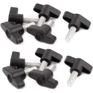 10Pcs 8mm x 20mm Male Thread Plastic T Handle Screw Type Clamping Knob Black