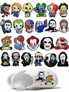 23 Piece Halloween Horror Series Shoe Charms Set,  For Bubble Slides Clogs Sandals Crocs,PVC Shoe Decorations Accessories Buckle For Christmas Birthday Gifts