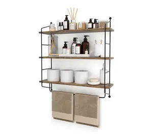 Sorbus 3-Tier Floating Bathroom Shelves for Wall, Wood Storage