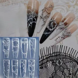 Silicone Nail Art Mold, Rose Heart Thorn Broken Mirror Design, Unique Shapes, Transparent DIY Manicure Template, 3D Sculpted Nails Decoration Tool
