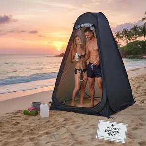 Outdoor Shower Tent 43.31x43.31x74.8inch, Portable Pop-Up Changing Room & Camping Toilet Tent for Beach Camping Travel – Large Space, Waterproof Sunproof Privacy Shelter with Carry Bag, Quick Setup for Bathing & Changing