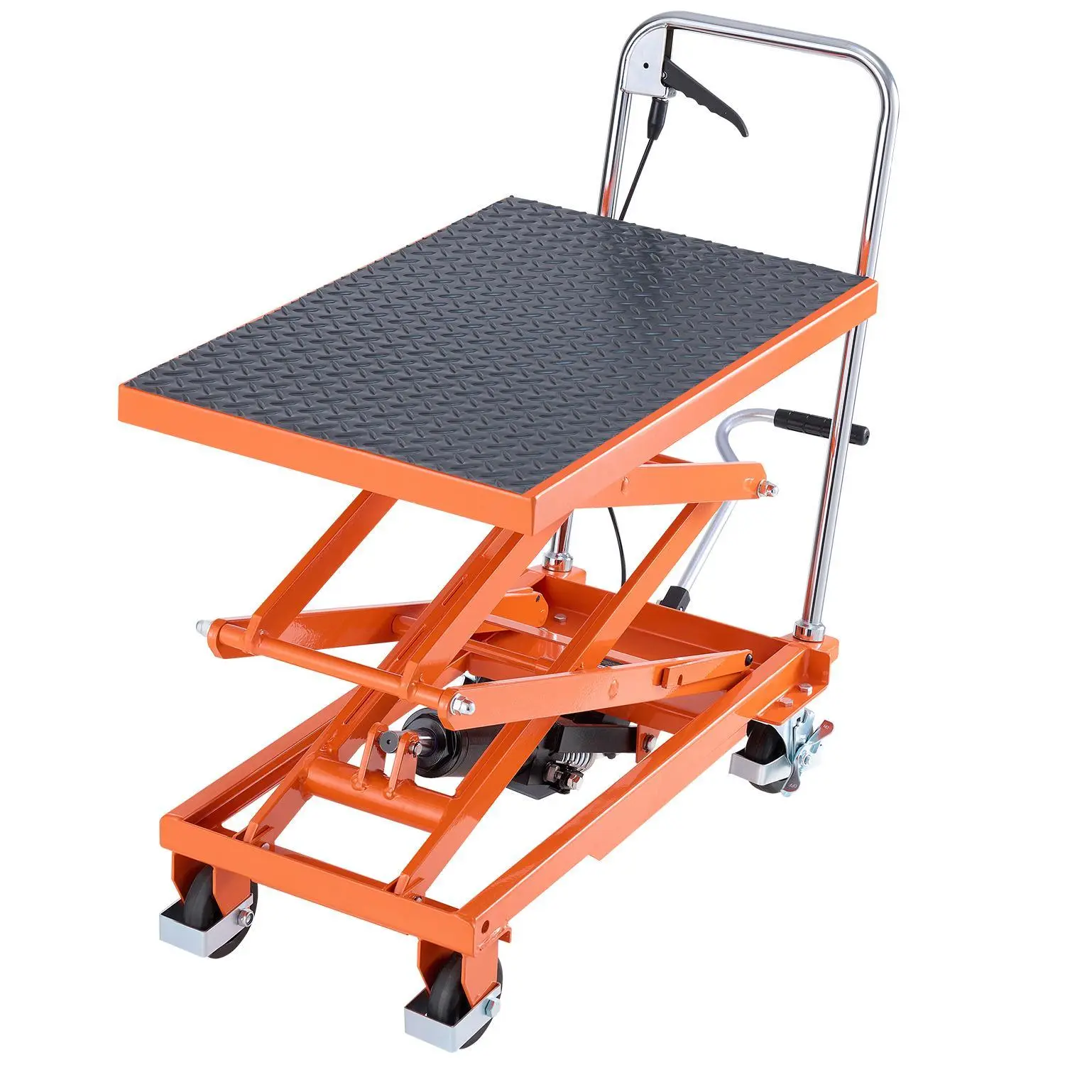 VEVOR 47.2" Carbon Steel Hydraulic Lift Table, Manual Double Scissor Lift Cart with 500 lbs Capacity, Non-slip Pad, Smooth Lifting, Easy Operation, Pumping Function, All Seasons Use
