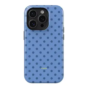 Trendy blue polka dot phone case for iPhone 17 16 15 14 13 promax/pro/plus/mini