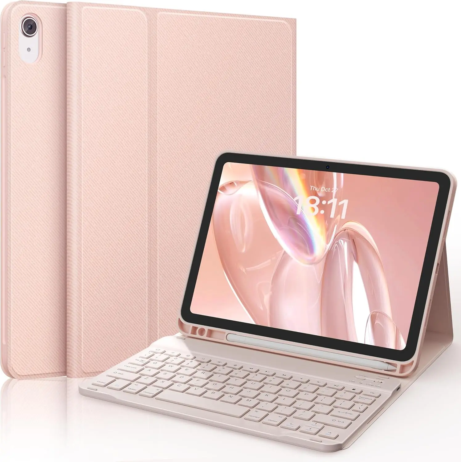 Keyboard Case for iPad (A16) 11th/10th Generation (2025/2022), Detachable  Keyboard, Stand Folio Keyboard Cover with Pencil Holder, Thin & Light (Pale )