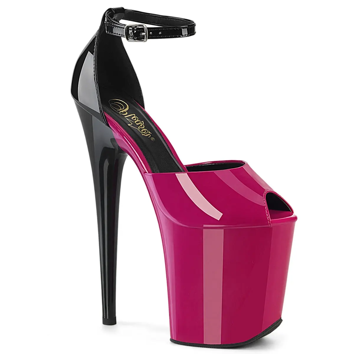 8 Inch Heel FLAMINGO-868 Fuchsia Black High Heels Elegant