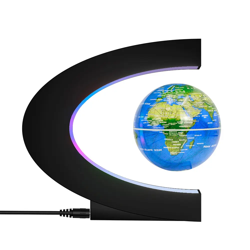 Magnetic Floating Globe Lamp - Levitating Earth RGB LED Night Light with Colorful Base, Modern Creative Office Decor, Interactive Classroom Learning Tool, Business Gift for Christmas, Home Office Use