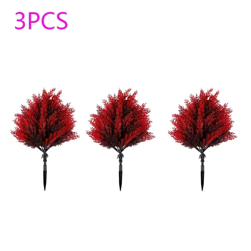3 trees - artificial red pine and cypress trees with ground stakes, UV-resistant shrubs, realistic green plants, suitable for indoor and outdoor front porches, gardens, garden decorations, Christmas and other festival celebration party, Decoration