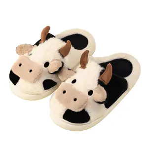 Black Friday New Trendy Cow Design Slippers, Casual Novelty Soft Cozy Cute Home Sandals, Fashion House Platform Slippers for Daily Wear, Girl's Comfort Walking Shoes, Back To School Footwear