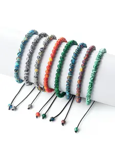 Natural Stone Beaded Bracelet, Handmade Turquoise Woven Bracelet, Adjustable Strap, Unisex Fashion Jewelry Gift