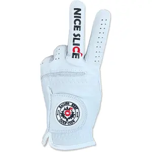 Nice Slice Funny Golf Glove - Premium 100% Cabretta Leather ShockerGolf Attire and Essentials for Men, Fun Golfer Gag Gift, Adult Right or Left Hand, Small to XXL Sizes Ball Cart