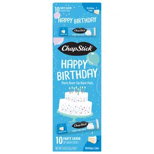 ChapStick Happy Birthday Party Favor Lip Balm Pack, Birthday Cake, Fun Party Favors, Gift Pack (10 Sticks)