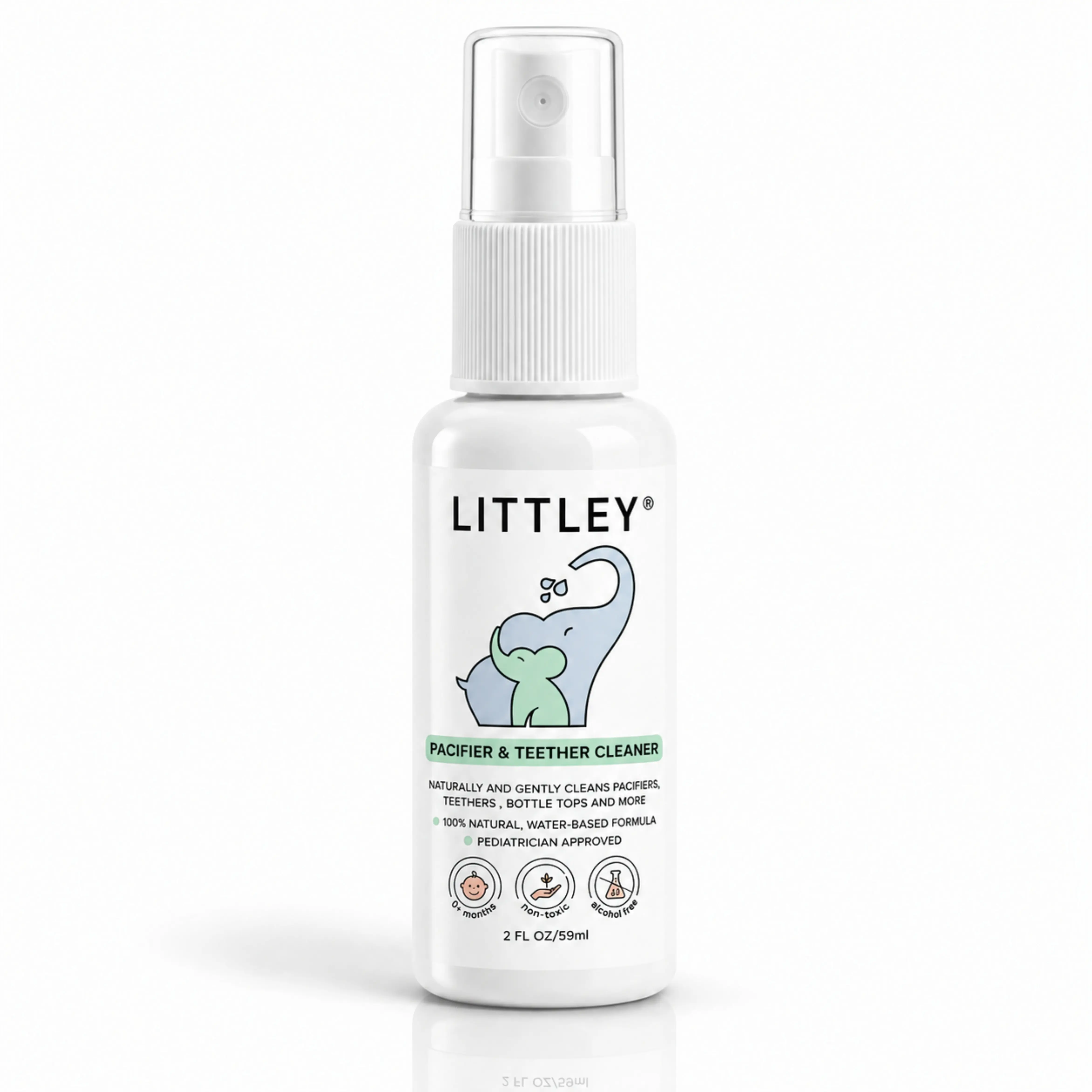 Littley 2oz pacifier & teether cleaner | fragrance-free HOCl spray for pacifiers, teethers and baby essentials