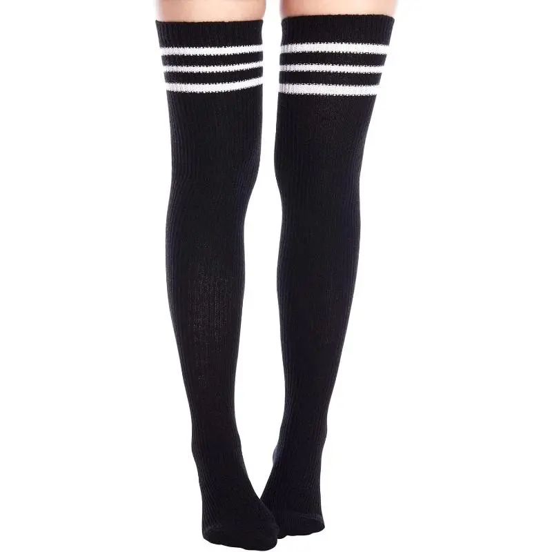 Women's Striped Thigh High Socks, Soft Comfortable Knit Leg Warmers, Extra Long for Party, Festival Clothes, Cute, Thigh Highs, Chic