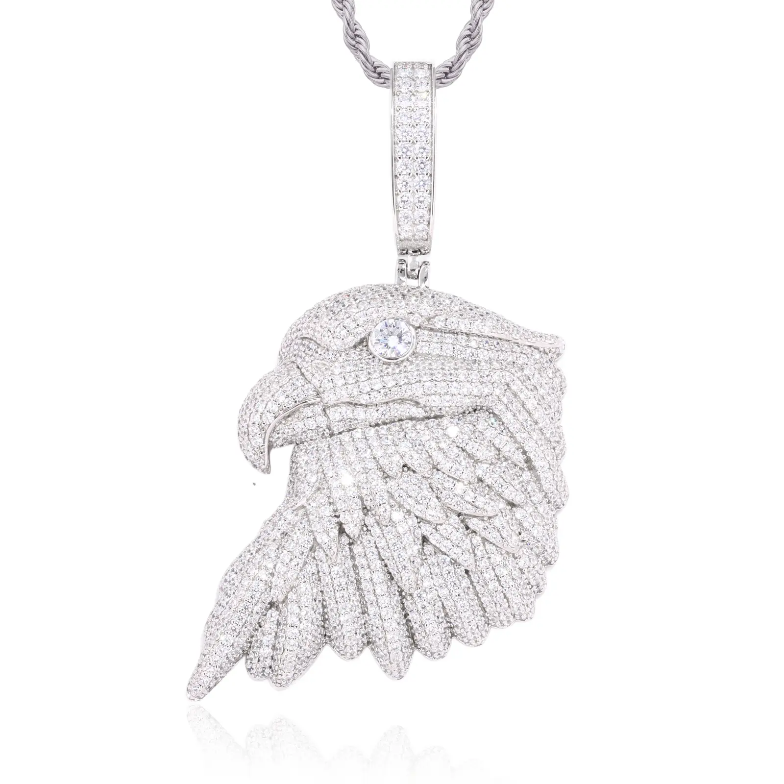 UCCIYO White Eagle Pendant P784 UCCIYO Lab-Created Moissanite S925 Sterling Silver Moissanite Pendant Necklace For Women Men Hip Hop Jewelry Gift【#P784】