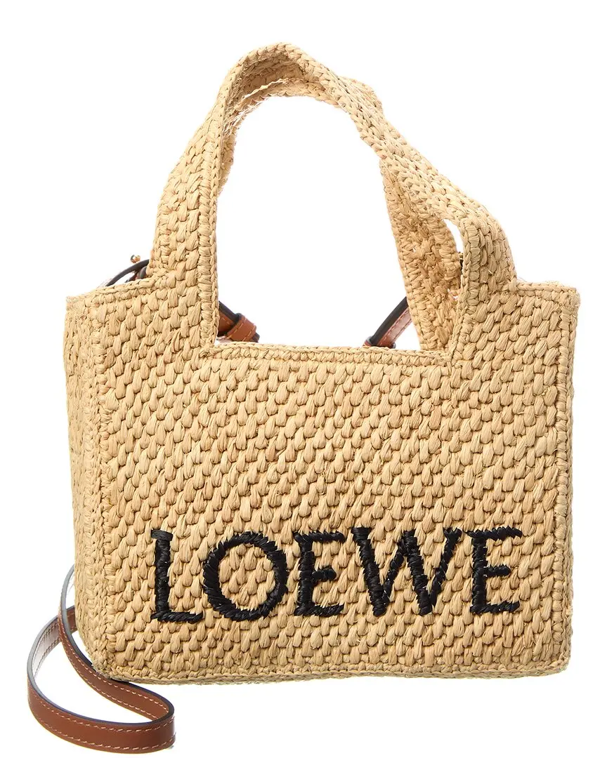 Loewe Font Mini Raffia Tote